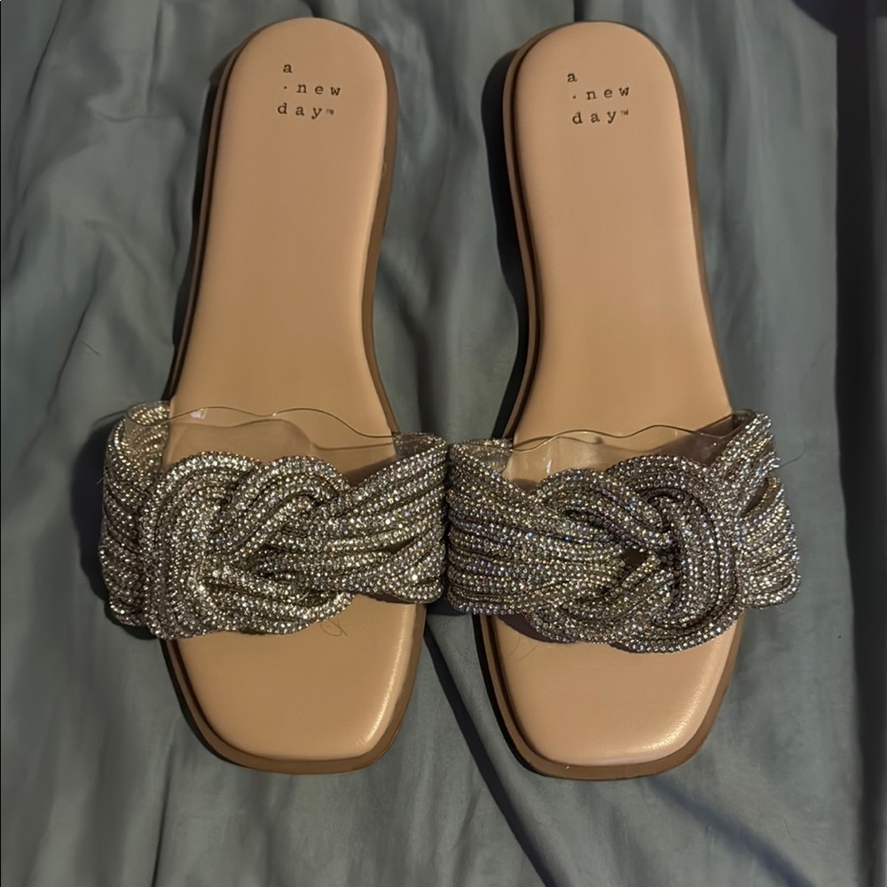 A New Day Women's Silver Slide Sandals